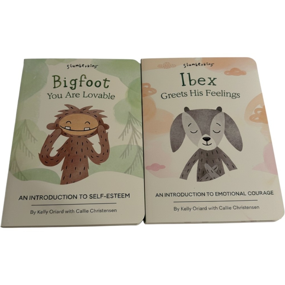 Slumberkins Bigfoot and Ibex Board Book Set Self-Esteem Emotional Courage 2 Pack